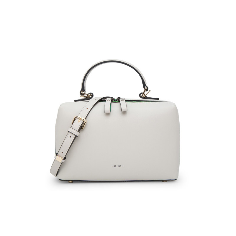 红谷2020新款牛皮单肩简约波士顿包 红谷女士包袋