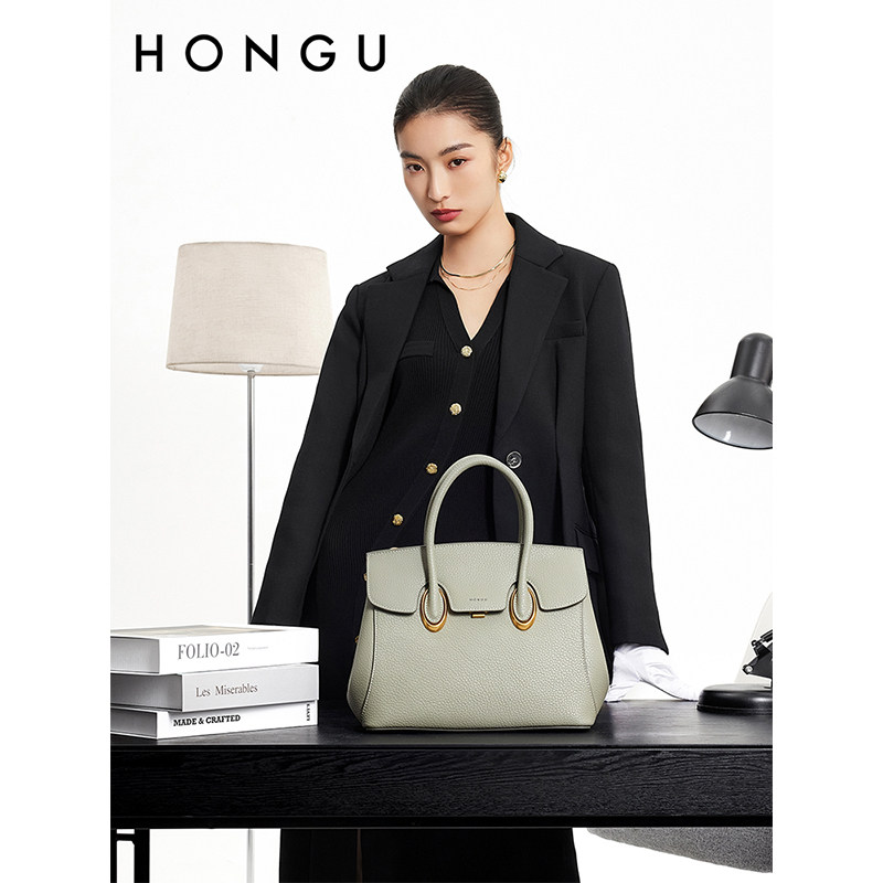 红谷2022新款秋冬牛皮单肩手拎包 红谷女士包袋