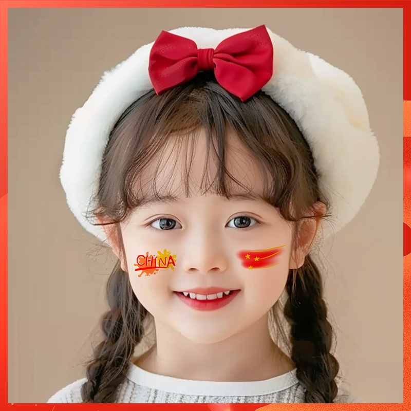国庆儿童爱国脸贴纹身贴纸幼儿园小学初中生运动会加油防水防汗女 - 图1