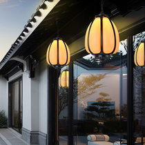 Chinese style outdoor waterproof pumpkin hanging lamp Yangguang Room Cool Kiosk Courtyard Balcony Veranda aisle Villa Big Doorway Lamps