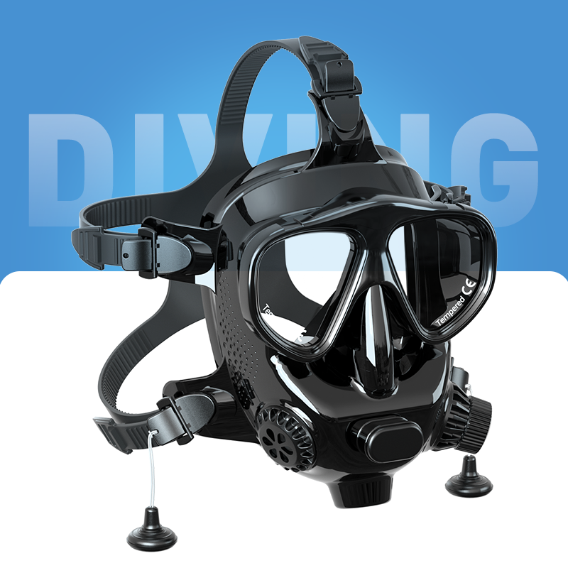 SMACO硅胶全脸潜水头盔M8058面罩浮潜三宝面镜连接水下鼻子呼吸器-图1