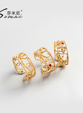 sumni莎米尼欧美18k包金银杏叶