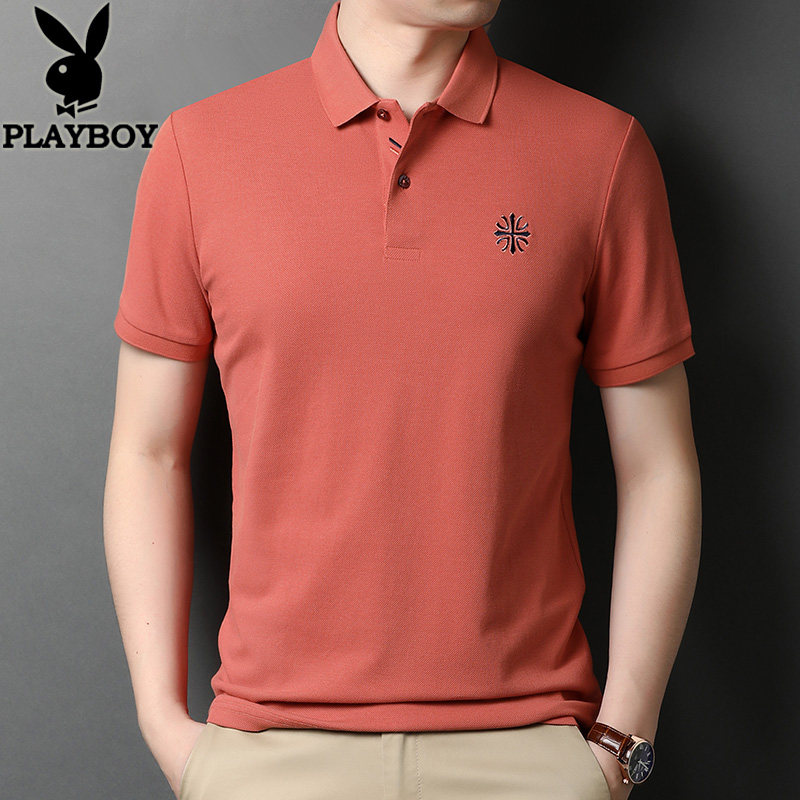 花花公子长袖纯棉宽松翻领polo衫 家缘服饰T恤