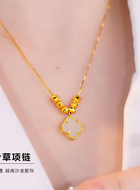 幸运竹节吊坠越南沙金项链女