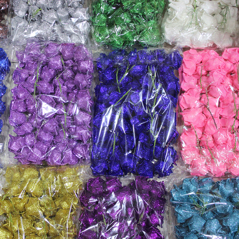 带杆仿真金粉玫瑰花头pe蓝色妖姬花朵水晶花diy卡通花束包装材料,淘宝优惠券,粉丝福利购,淘宝优惠卷