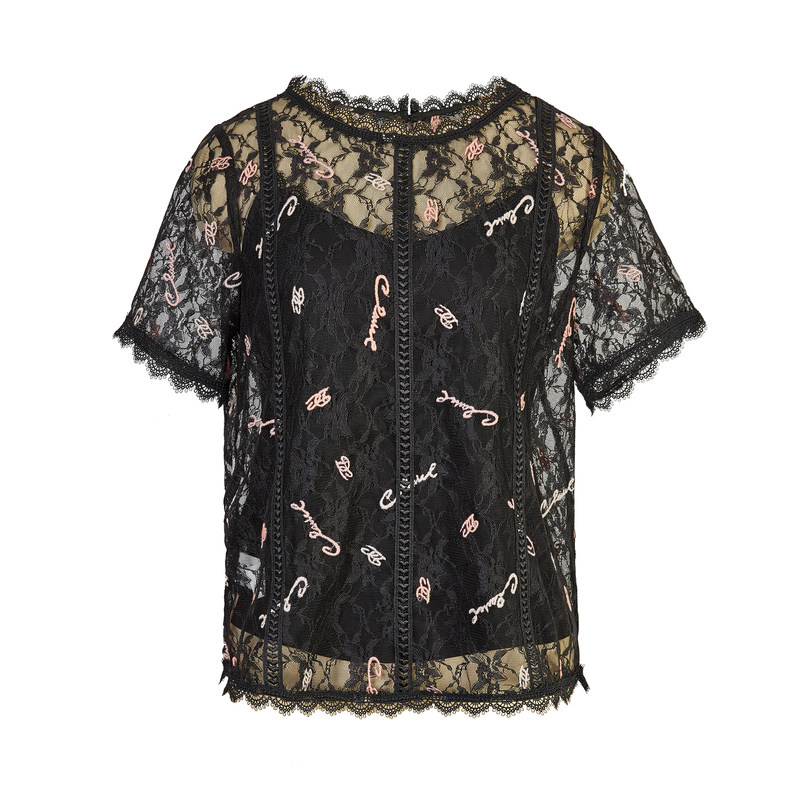 迪赛尼斯商场同款法式复古女蕾丝衫 迪赛尼斯蕾丝衫/雪纺衫