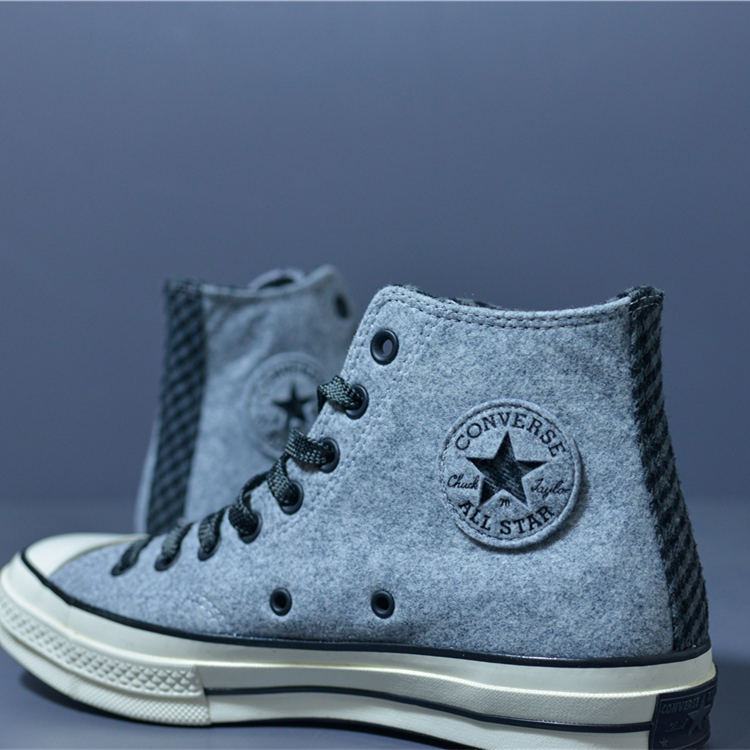 Converse/匡威 1970s三星标 男子灰色毛呢复古高帮帆布鞋 A04285C