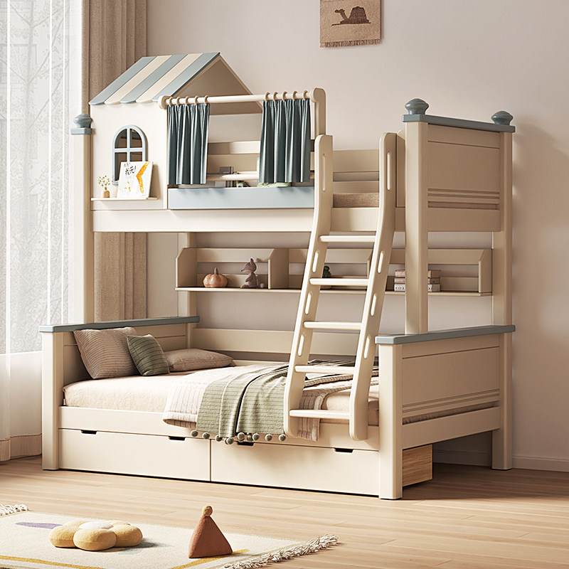 樱桃木儿童上下床全实木成人两层高低床城堡子母床上下铺木床双层,淘宝优惠券,粉丝福利购,淘宝优惠卷