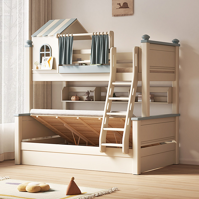 樱桃木儿童上下床全实木成人两层高低床城堡子母床上下铺木床双层,淘宝优惠券,粉丝福利购,淘宝优惠卷