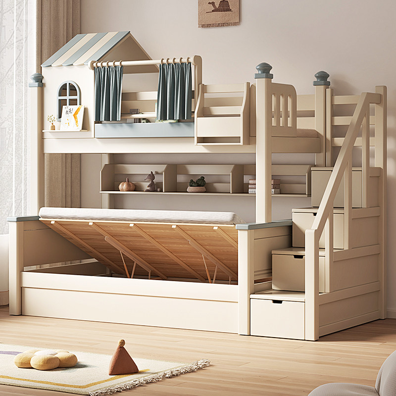 樱桃木儿童上下床全实木成人两层高低床城堡子母床上下铺木床双层,淘宝优惠券,粉丝福利购,淘宝优惠卷