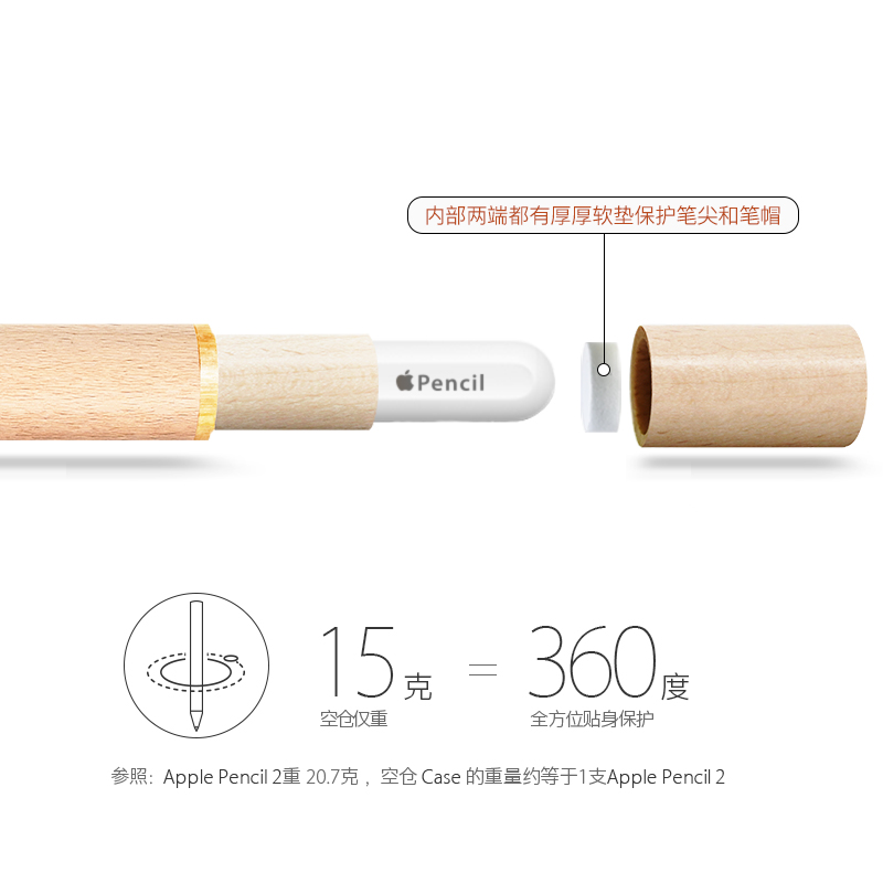 Apple Pencil 2保护套苹果笔二代木质笔套IPAD PRO Pencil2代配件 - 图0