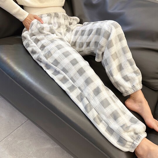 男女秋冬季珊瑚绒睡裤女加厚保暖居家宽松暖暖裤法兰绒长裤家居裤
