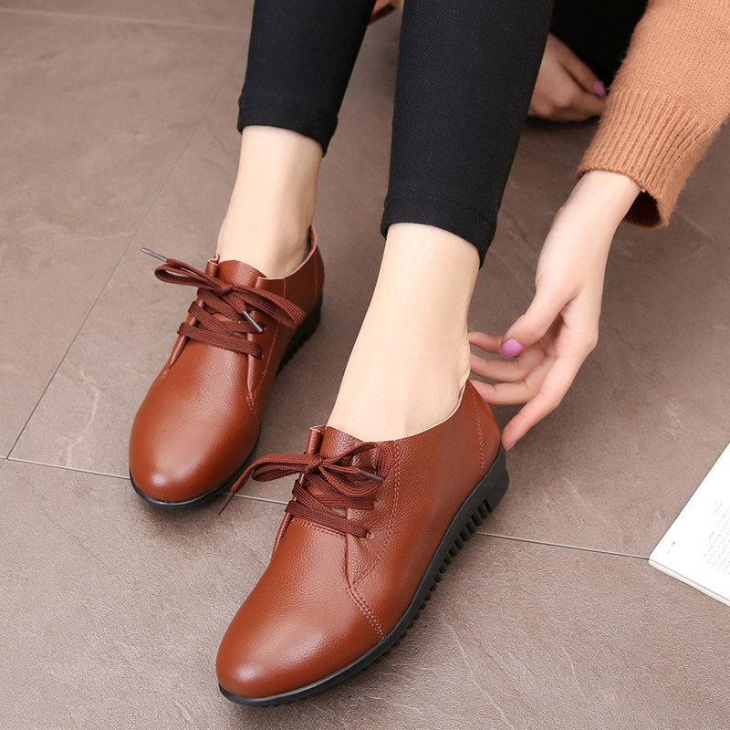 2025新款春秋单鞋女平底真皮鞋子小白鞋平跟休闲软底百搭大码女鞋,淘宝优惠券,粉丝福利购,淘宝优惠卷