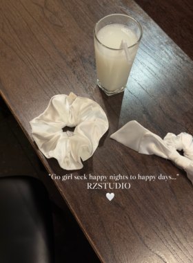 RZSTUDIO｜法式少女气质白色缎面光泽感蝴蝶结发圈 慵懒纯色发饰
