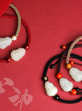 和田玉貔貅手链转运珠子貔恘手绳女男款情侣玉石皮丘本命年红手绳