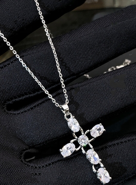 时尚潮流嘻哈十字架项链耳钉套装