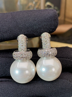 秋冬新款奢华闪钻珍珠显脸小耳环