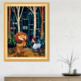 青飞 Точная печать лев перекрестный удар новый мультфильм мультфильм маленькая девочка гостиная спальня Свежая вышивка висящая картина