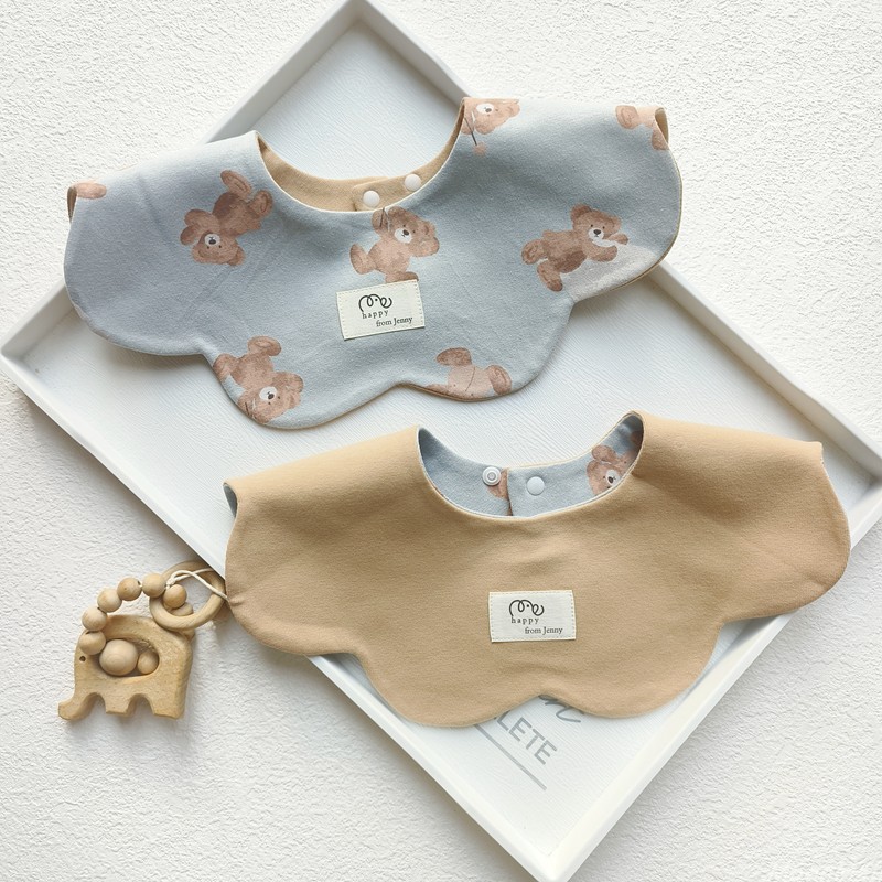 Baby pure cotton double-sided pattern widened saliva towel