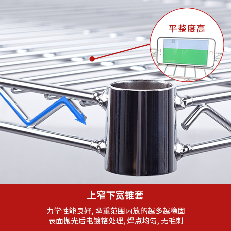 川井七层镀铬置物架线网货架层网架车间金属铁架洁净室物料储存架 - 图1