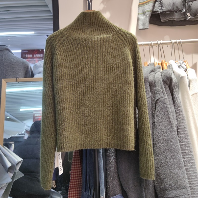 58105秋冬女半高领长袖针织衫毛衣套头打底衫拉链宽松专柜品质,淘宝优惠券,粉丝福利购,淘宝优惠卷