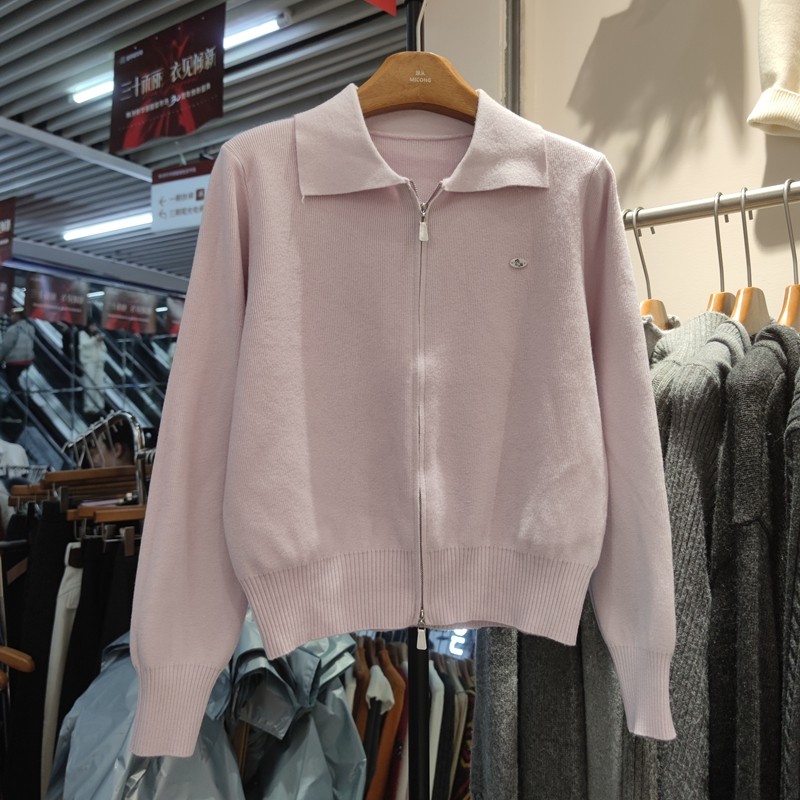 7718春季新款女翻领长袖针织衫毛衣开衫外套拉链纯色上衣,淘宝优惠券,粉丝福利购,淘宝优惠卷