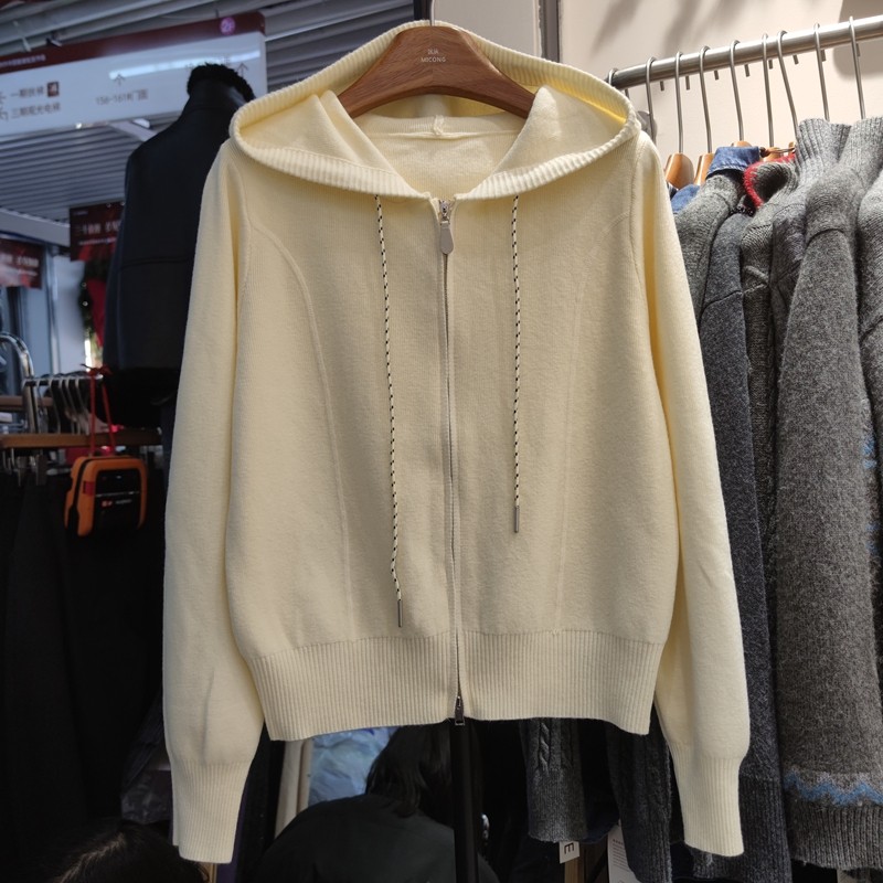 8088春季女连帽长袖针织衫毛衣开衫外套拉链打底衫短上衣天丝棉,淘宝优惠券,粉丝福利购,淘宝优惠卷