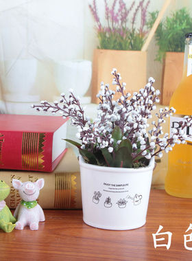 田园风水桶仿真花盆栽摆件吉祥果