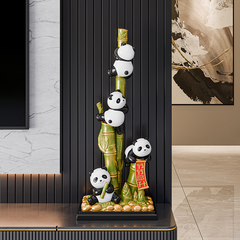 贝汉美节节高升熊猫入户玄关摆件客厅电视柜家居装饰乔迁新居礼物 - 图0