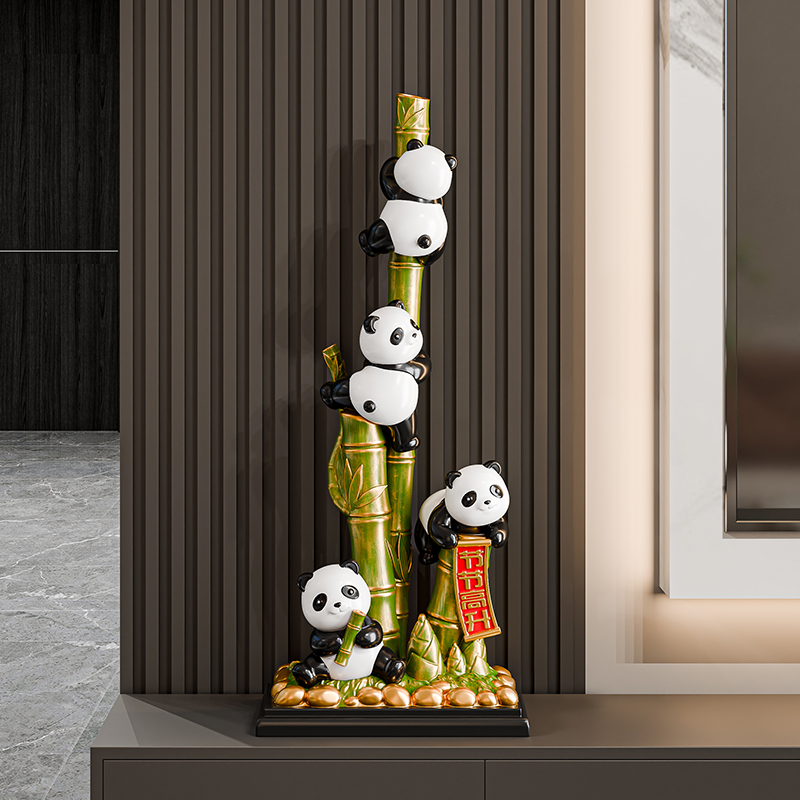 贝汉美节节高升熊猫入户玄关摆件客厅电视柜家居装饰乔迁新居礼物 - 图3