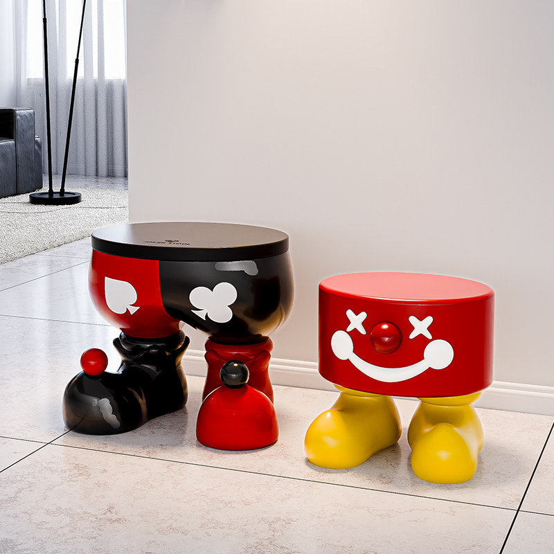 贝汉美卡通小丑创意矮凳子客厅家用入户门口收纳换鞋凳装饰品摆件,淘宝优惠券,粉丝福利购,淘宝优惠卷