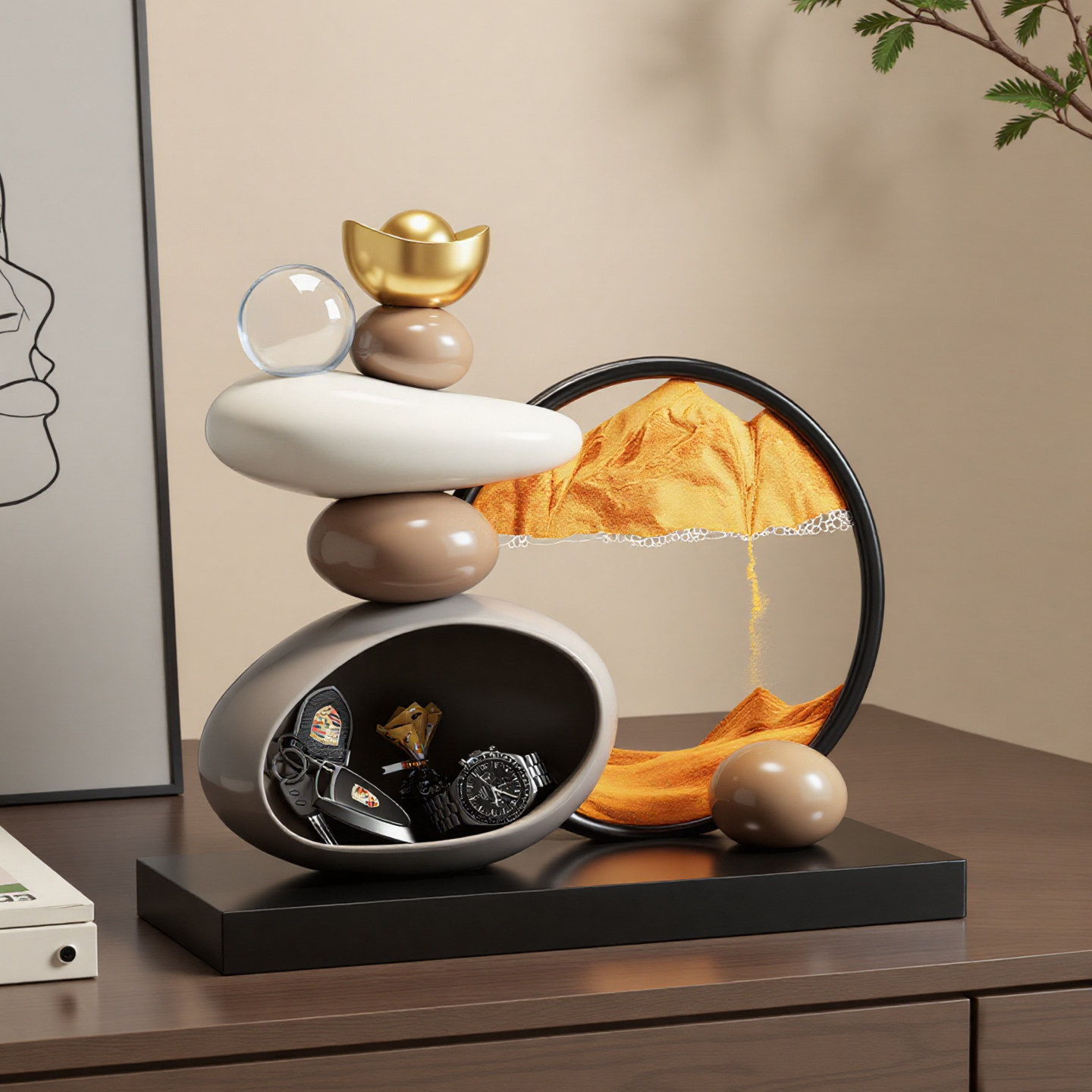 贝汉美时来运转流沙画高级感乔迁新居礼物家居好物创意桌面摆件,淘宝优惠券,粉丝福利购,淘宝优惠卷