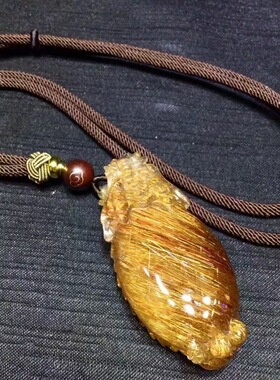 魅晶天然水晶晶体通透顺发猫眼铜发晶龙龟吊坠