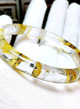 魅晶天然水晶晶体通透软锰矿小树内景小圆条手镯