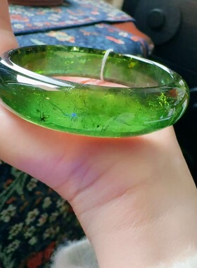魅晶天然水晶晶体通透 浓郁而深邃的绿碧玺手镯