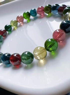 魅晶天然水晶晶体通透浓颜老矿玻璃体碧玺手链