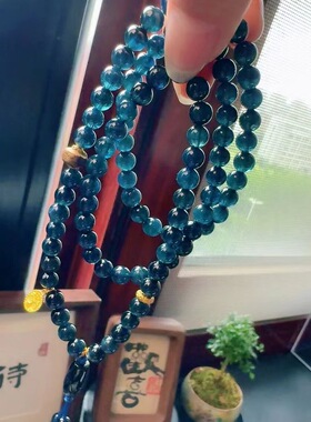 魅晶天然水晶晶体通透宝石蓝碧玺佛珠多圈项链 手链