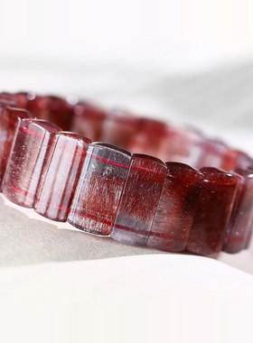 魅晶天然水晶晶体通透烟花红超七手牌