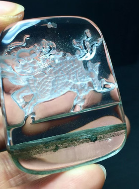 魅晶天然水晶晶体通透绿幽灵麒麟吊坠