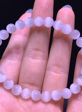 魅晶天然水晶晶体通透猫眼白兔毛白发银发手链