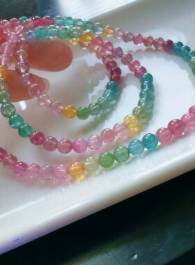 魅晶天然水晶晶体通透奶润荧光莹润通透艳丽感手链