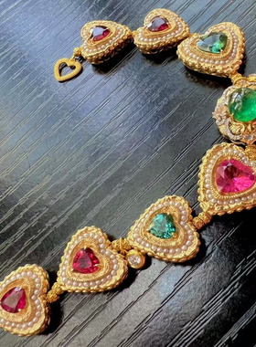 魅晶天然水晶晶体通透爱心潘多拉绒面碧玺手串