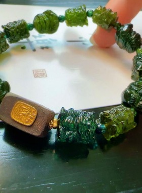 魅晶天然水晶晶体通透浓郁正绿色碧玺手链