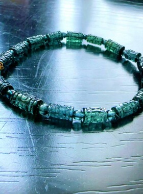 魅晶天然水晶晶体通透玻璃体雕刻回纹碧玺手链