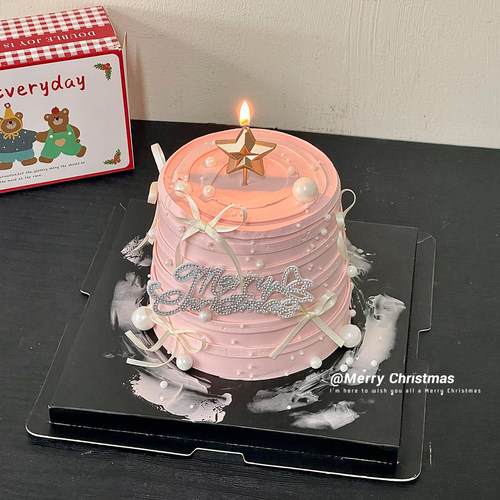 2025圣诞节蛋糕装饰摆件唯美蝴蝶钻石圣诞快乐五角星蜡烛装扮插件 - 图3