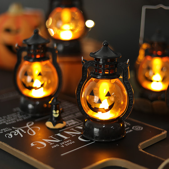 Halloween Portable Pumpkin Glow Lantern Cake Decoration