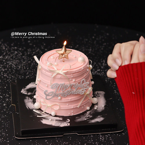 2025圣诞节蛋糕装饰摆件唯美蝴蝶钻石圣诞快乐五角星蜡烛装扮插件 - 图0