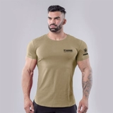 Спортивная хлопковая эластичная футболка с коротким рукавом для спортзала, в обтяжку