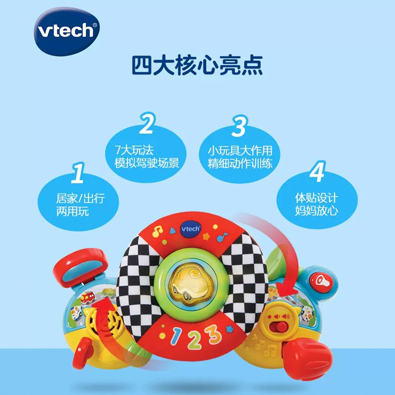 vtech伟易达婴儿车方向盘宝宝模拟驾驶早教音乐益智玩具6-36个月 - 图0