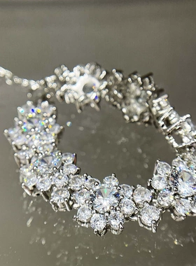 钻石之乡河南钻石商丘钻石河南人造钻石太阳花手链ins小众设计镀S